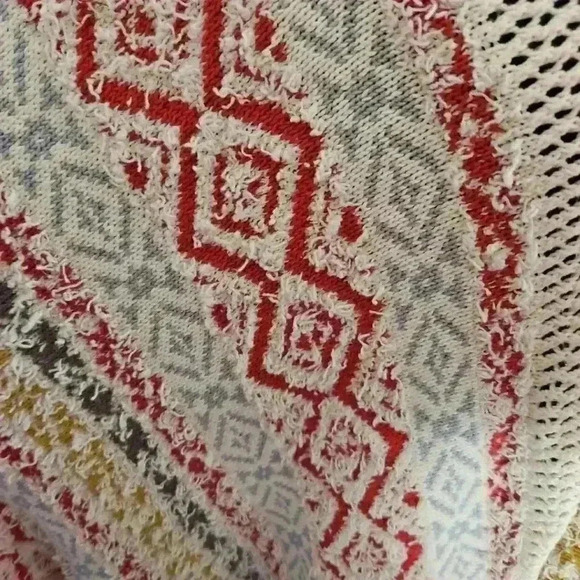 Cabi Womens Siesta Boho Multicolor Stripe Textured Fringe Poncho M/L - Picture 10 of 14